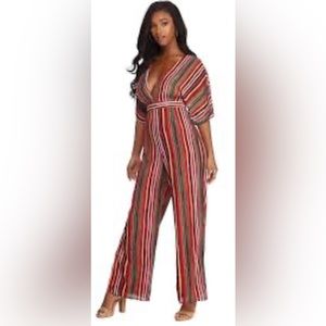 Vibrant Orange and Red V-Neck Maxi Sundress